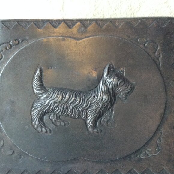 VTG Embossed Brass/Silver Scotty/Westie Trinket or cigarette box; Natural Patina - Picture 4 of 4